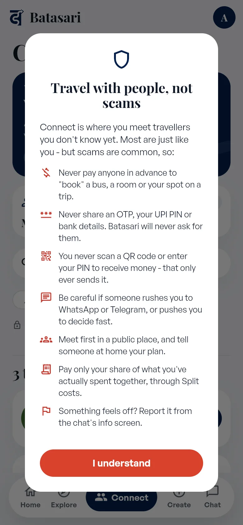 Batasari scam warning: never pay in advance, never share an OTP or UPI PIN, meet in a public place